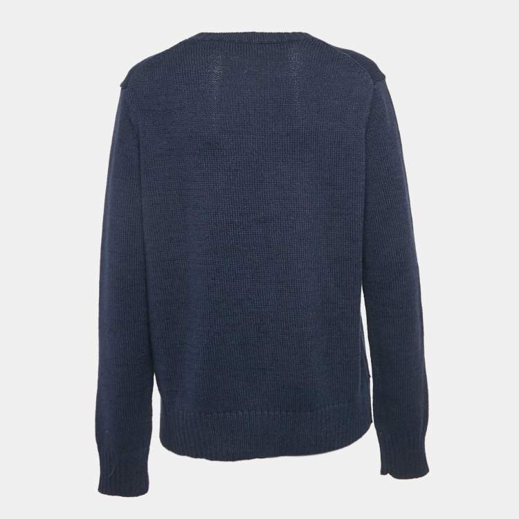 Pre Owned Polo Ralph Lauren Blue Bear Intarsia Cotton Knit Sweater L 