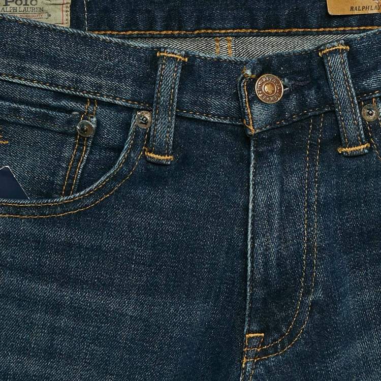 Pre Owned Polo Ralph Lauren Blue Denim Slim Fit Straight Leg Jeans S Waist 24"