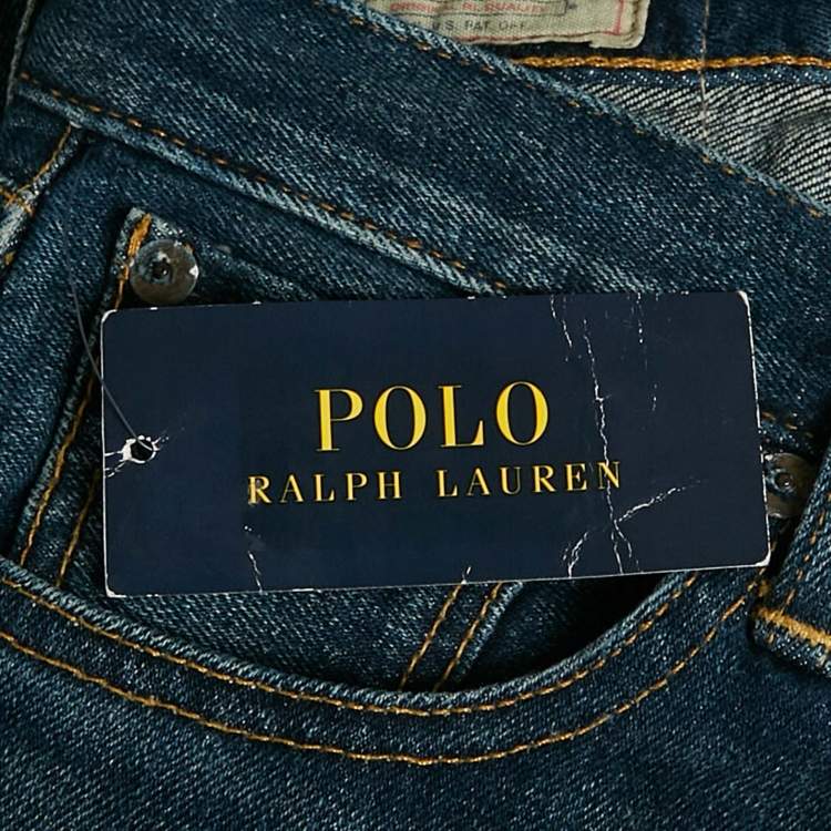Pre Owned Polo Ralph Lauren Blue Denim Slim Fit Straight Leg Jeans S Waist 24"