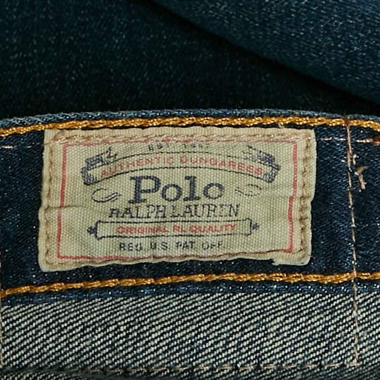 Pre Owned Polo Ralph Lauren Blue Denim Slim Fit Straight Leg Jeans S Waist 24"