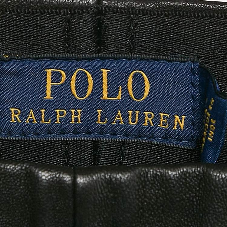 Pre Owned Polo Ralph Lauren Black Printed Leather Pants S