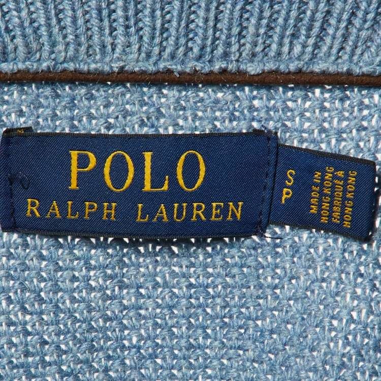 Pre Owned Polo Ralph Lauren Blue Silk Full Sleeve Sweater S