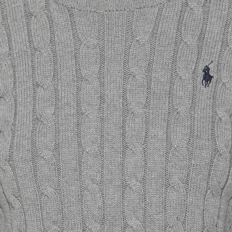 Pre Owned Polo Ralph Lauren Grey Cotton Knit Full Sleeve Sweater S