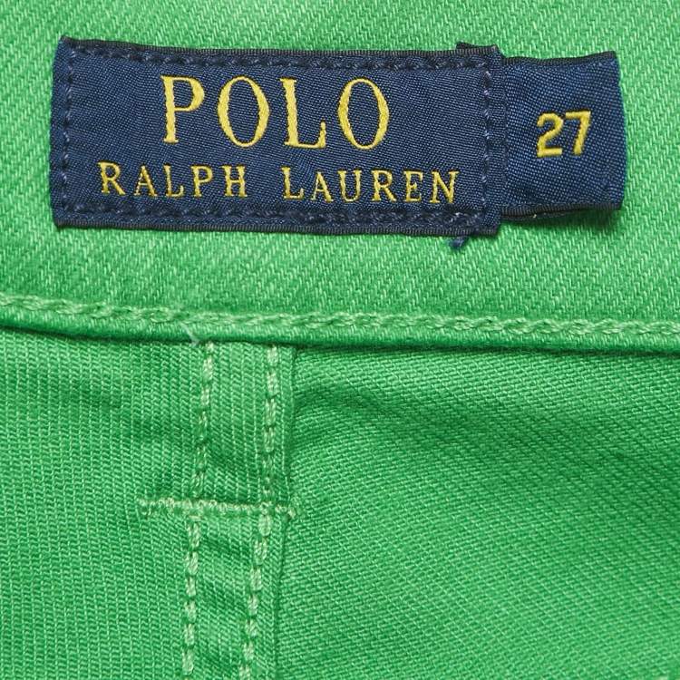 مملوكة مسبقًا Polo Ralph Lauren Green Coated Denim Skinny Fit Jeans S Waist 27"