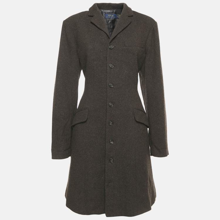 Pre Owned Polo Ralph Lauren Brown Wool Flared Overcoat XL