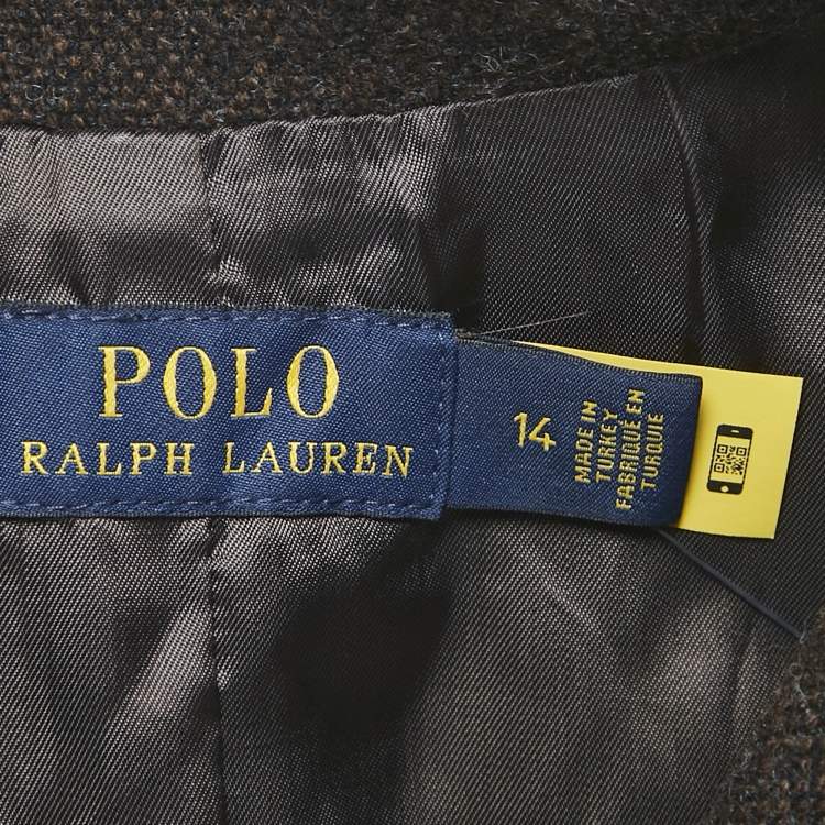 Pre Owned Polo Ralph Lauren Brown Wool Flared Overcoat XL