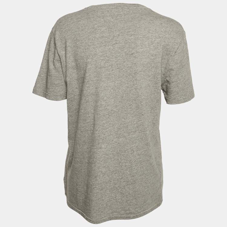 Pre Owned Polo Ralph Lauren Grey Teddy Print Jersey T-Shirt M