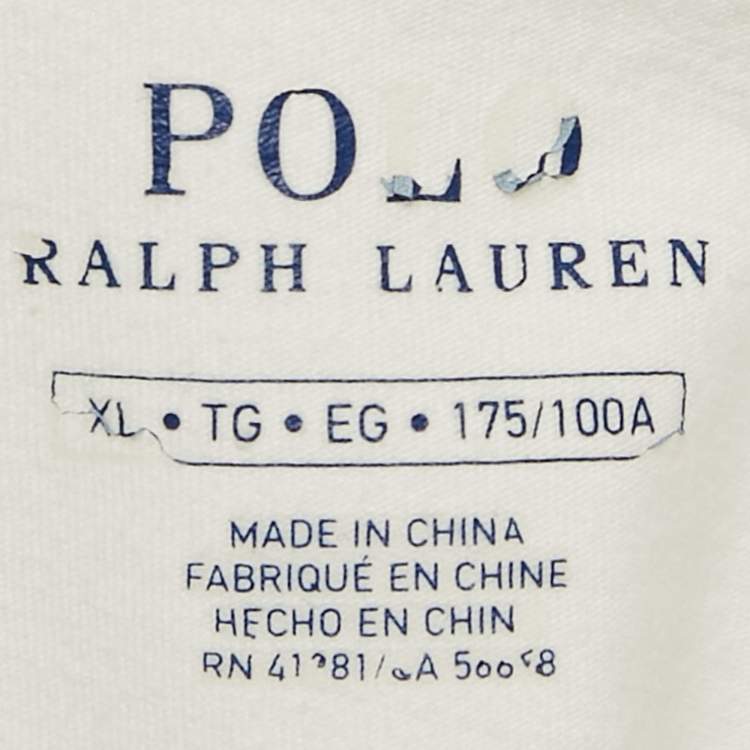 Pre Owned Polo Ralph Lauren White Teddy Print Jersey T-Shirt XL