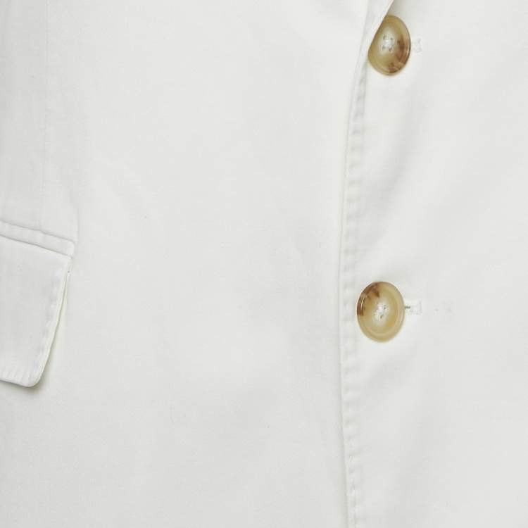 Pre Owned Polo Ralph Lauren White Cotton Button Front Jacket XL