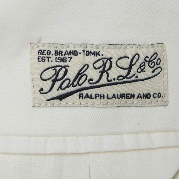 Pre Owned Polo Ralph Lauren White Cotton Button Front Jacket XL
