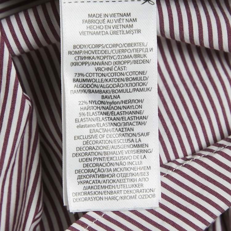 Pre Owned Polo Ralph Lauren Burgundy Stripe Cotton Button Front Shirt M