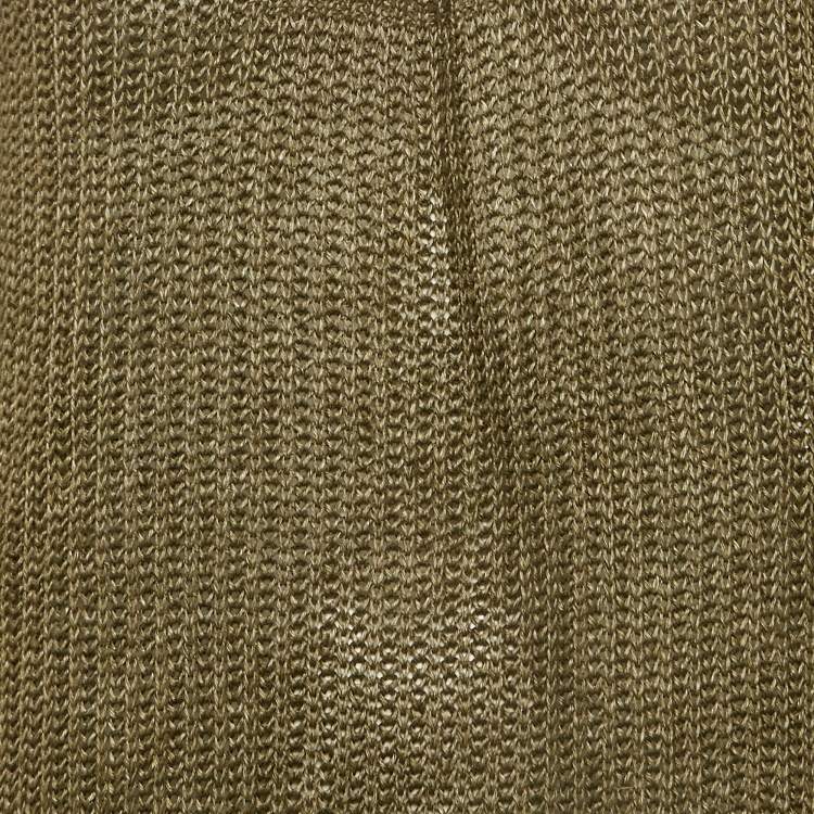 Pre Owned Polo Ralph Lauren Green Linen Rib Knit Lace-Up Sheer Sweater S