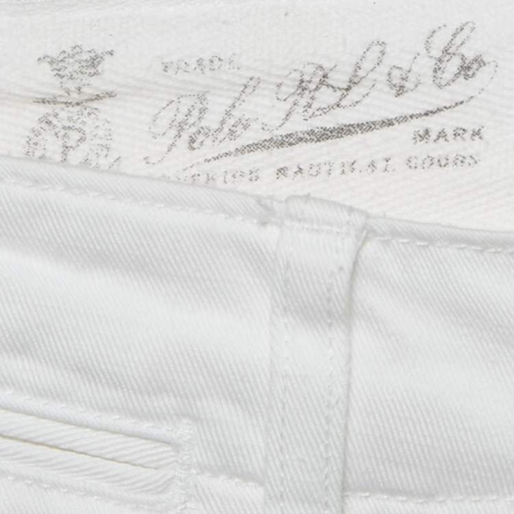 Pre Owned Polo Ralph Lauren White Denim Quin Boyfriend Jeans XS Waist 28"