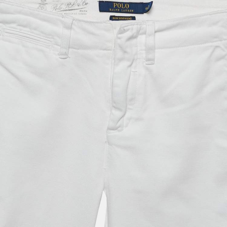 Pre Owned Polo Ralph Lauren White Denim Quin Boyfriend Jeans XS Waist 28"