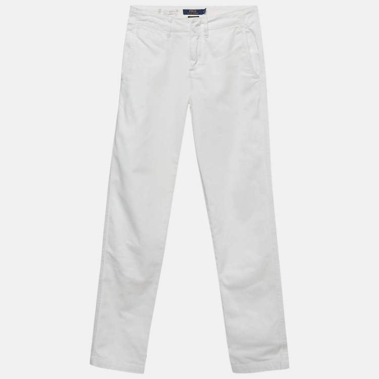 Pre Owned Polo Ralph Lauren White Denim Quin Boyfriend Jeans XS Waist 28"