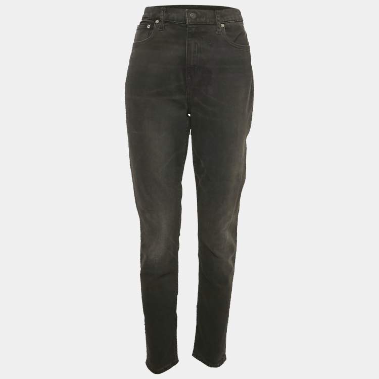 Pre Owned Polo Ralph Lauren Black Denim Skinny High Rise Ankle Length Jeans M 30"