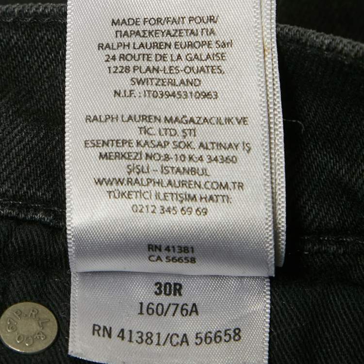 Pre Owned Polo Ralph Lauren Black Denim Skinny High Rise Ankle Length Jeans M 30"