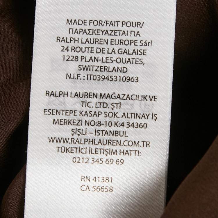 Pre Owned Polo Ralph Lauren Brown Satin Silk Button Front Shirt M