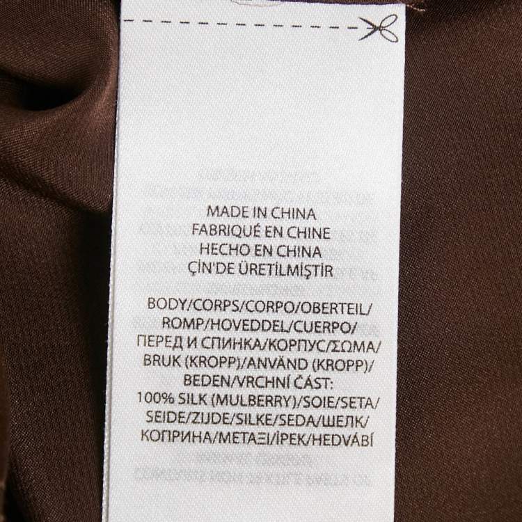 Pre Owned Polo Ralph Lauren Brown Satin Silk Button Front Shirt M