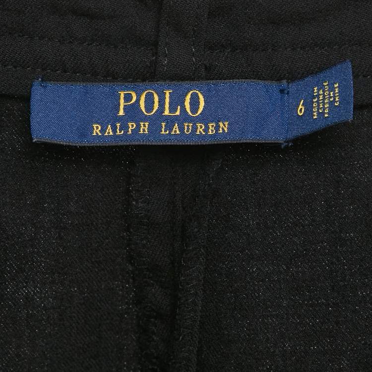 Pre Owned Polo Ralph Lauren Black Wool Blend Pleated Trousers M