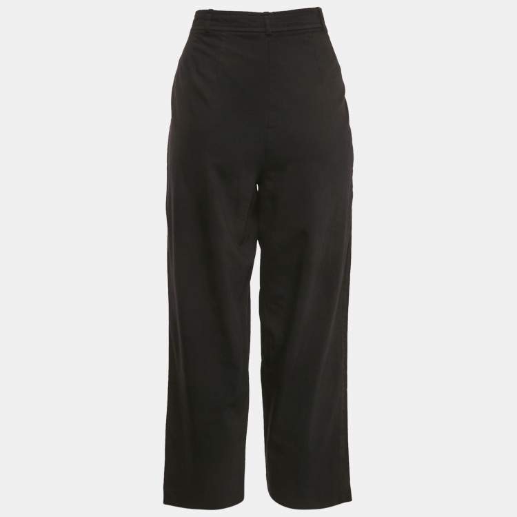 Pre Owned Polo Ralph Lauren Black Wool Blend Pleated Trousers M