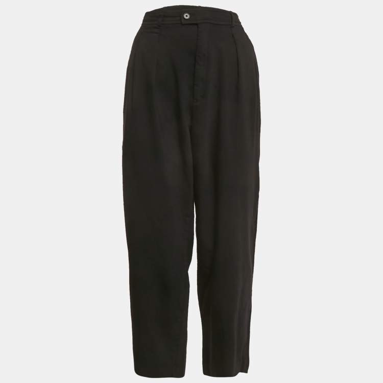 Pre Owned Polo Ralph Lauren Black Wool Blend Pleated Trousers M