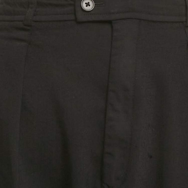 Pre Owned Polo Ralph Lauren Black Wool Blend Pleated Trousers M