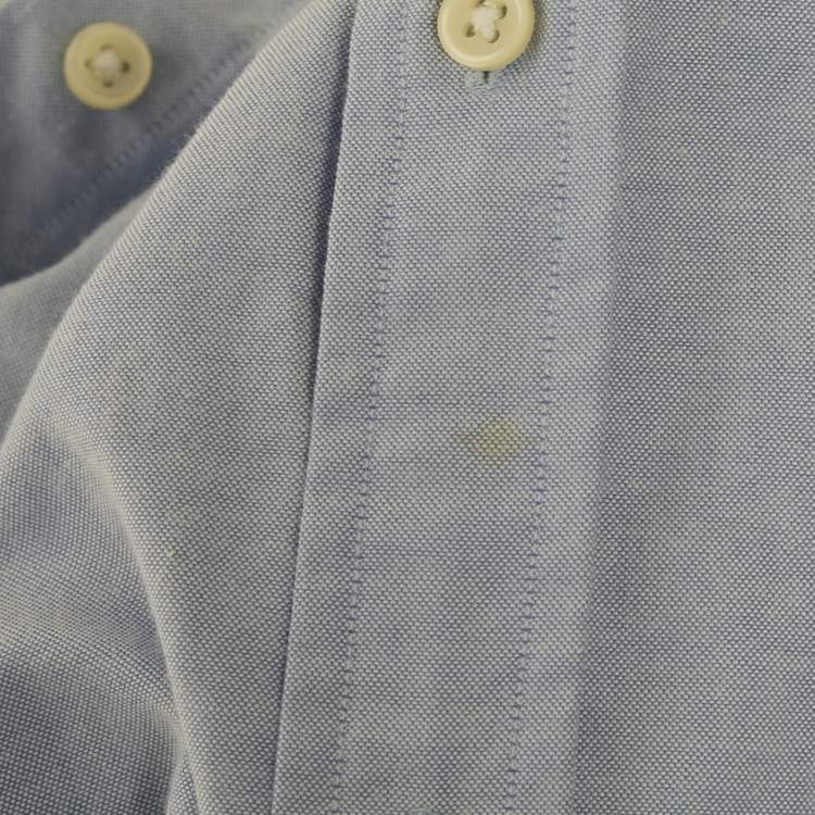 Pre Owned Polo Ralph Lauren Blue Cotton Neck Tie-Up Button Front L