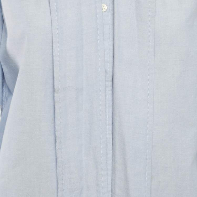 Pre Owned Polo Ralph Lauren Blue Cotton Neck Tie-Up Button Front L
