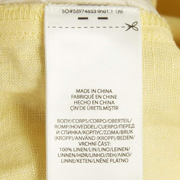 Pre Owned Polo Ralph Lauren Yellow Linen Elasticated Waist Trousers XS