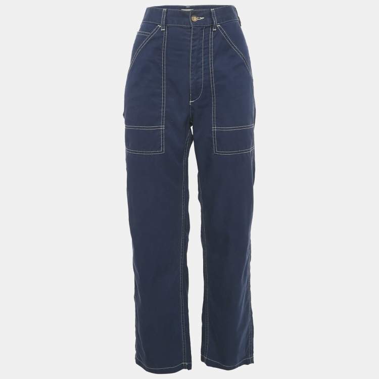 Pre Owned Polo Ralph Lauren Blue Contrast Trim Cotton Jeans S Waist 28"