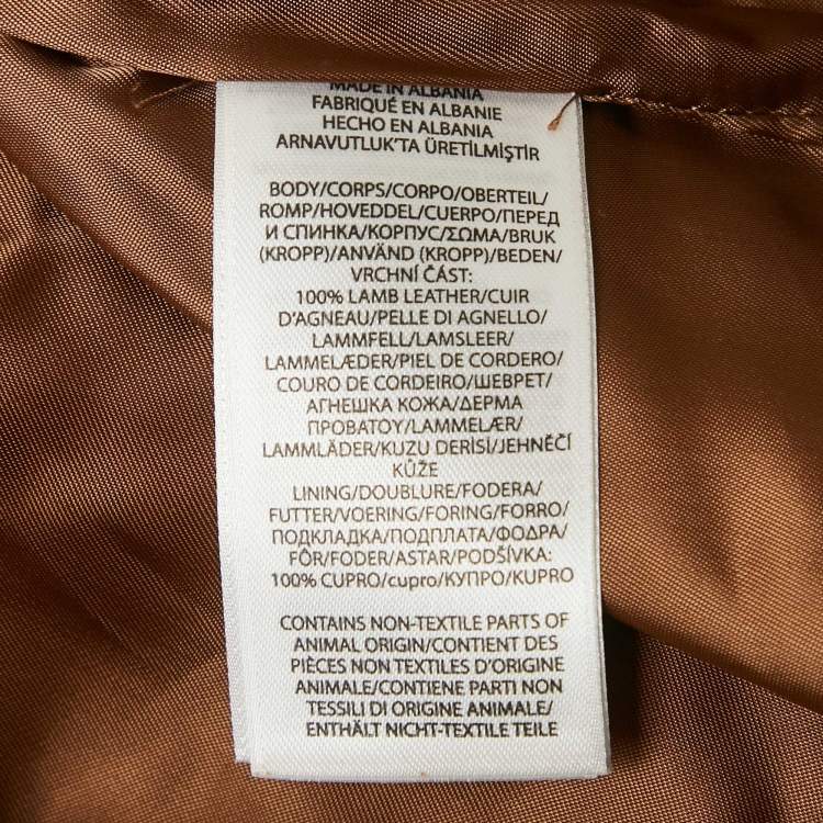 Pre Owned Polo Ralph Lauren Brown Leather Long Sleeve Short Dress M