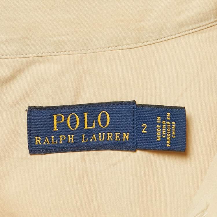 Pre Owned Polo Ralph Lauren Beige Belted Button Front Tiered Midi Dress S