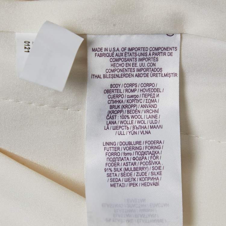 Pre Owned Polo Ralph Lauren Cream Wool Buckle Detail Trousers M