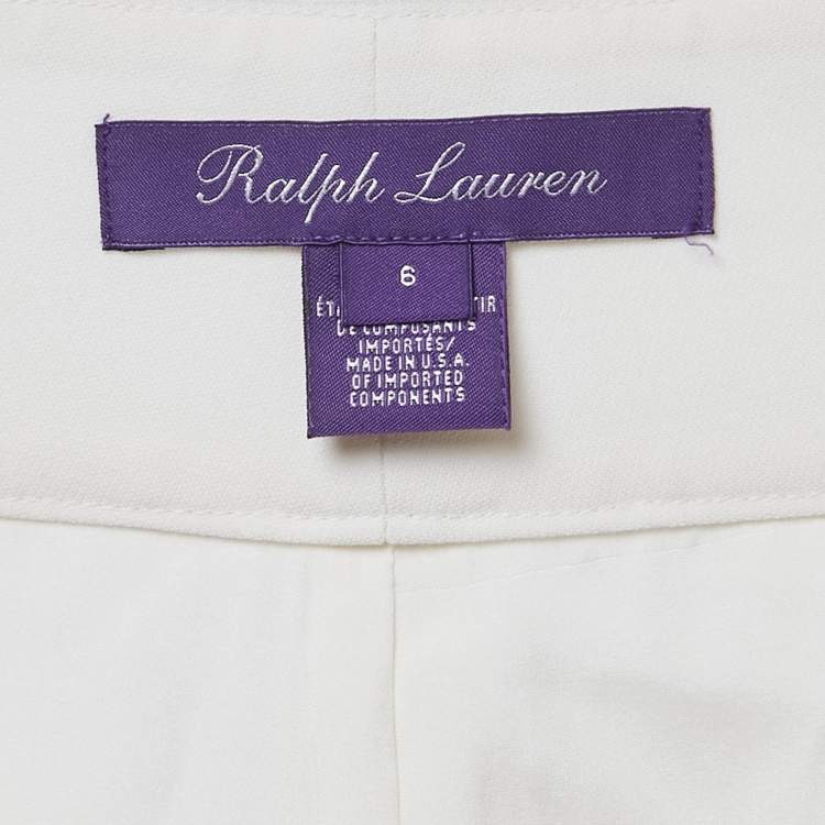 Pre Owned Polo Ralph Lauren Cream Wool Buckle Detail Trousers M