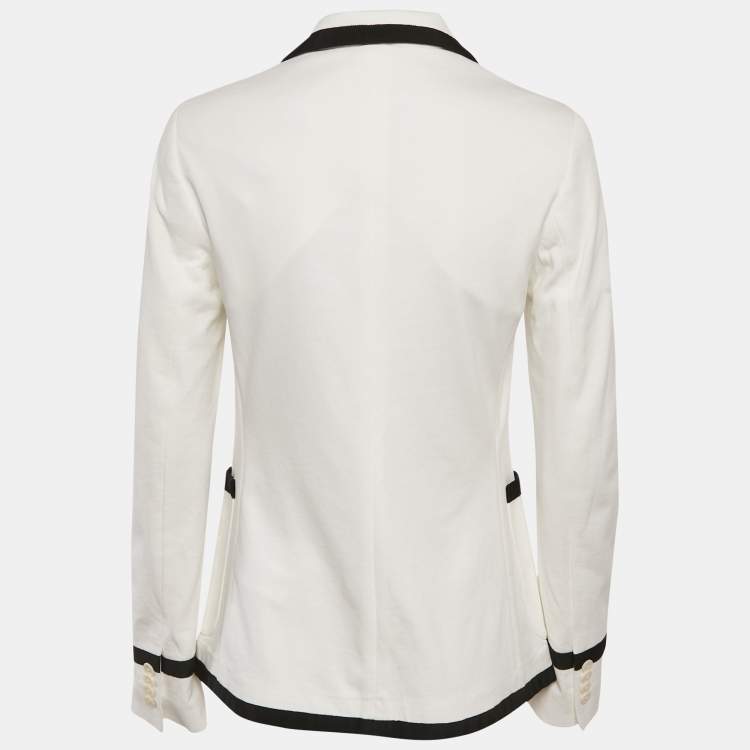 Pre Owned Polo Ralph Lauren White Cotton Knit Cricket Blazer M