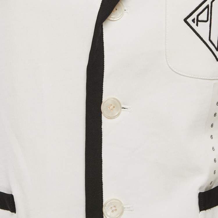 Pre Owned Polo Ralph Lauren White Cotton Knit Cricket Blazer M