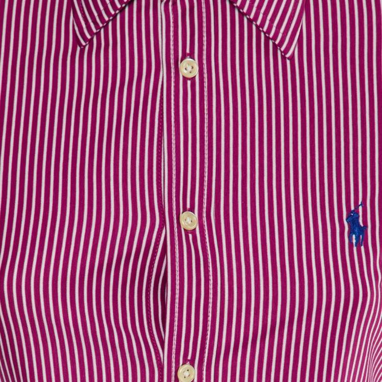 Pre Owned Polo Ralph Lauren Pink Striped Knit Dress Shirt S