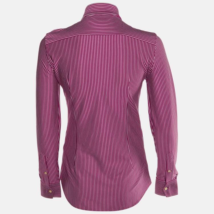Pre Owned Polo Ralph Lauren Pink Striped Knit Dress Shirt S
