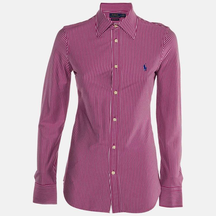Pre Owned Polo Ralph Lauren Pink Striped Knit Dress Shirt S
