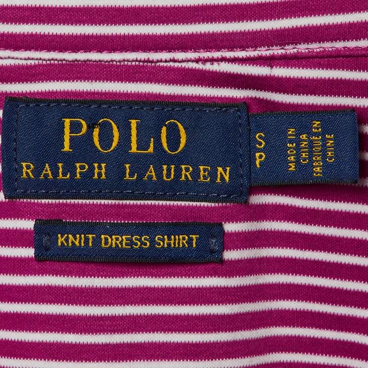 Pre Owned Polo Ralph Lauren Pink Striped Knit Dress Shirt S