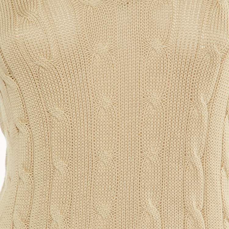 Pre Owned Polo Ralph Lauren Beige Cotton Knit Long Sleeve Sweater S