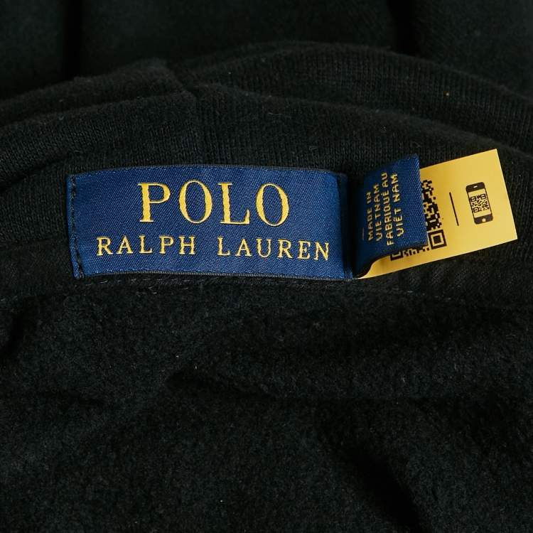 Pre Owned Polo Ralph Lauren Black Printed Cotton Hooded Sweatshirt S