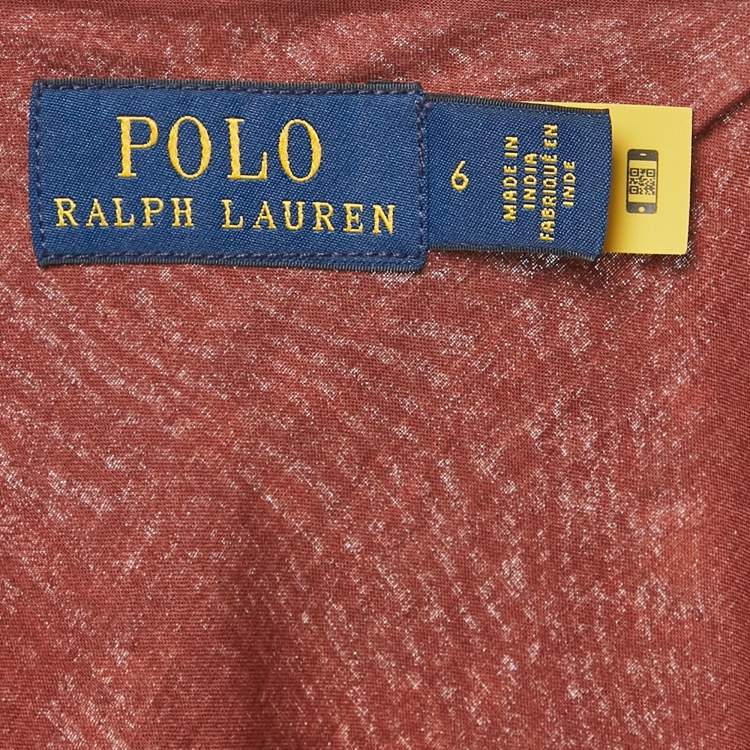 Pre Owned Polo Ralph Lauren Multicolor Printed Cotton Flounce Midi Wrap Dress M