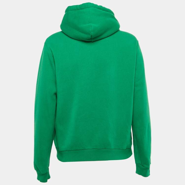 Pre Owned Polo Ralph Lauren Green Logo Embroidery Cotton Zip-Up Hooded Sweatshirt M