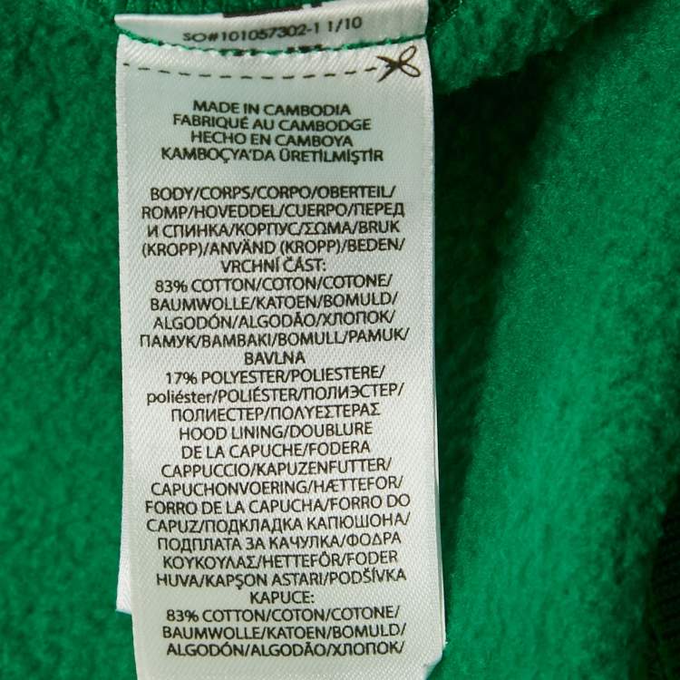 Pre Owned Polo Ralph Lauren Green Logo Embroidery Cotton Zip-Up Hooded Sweatshirt M