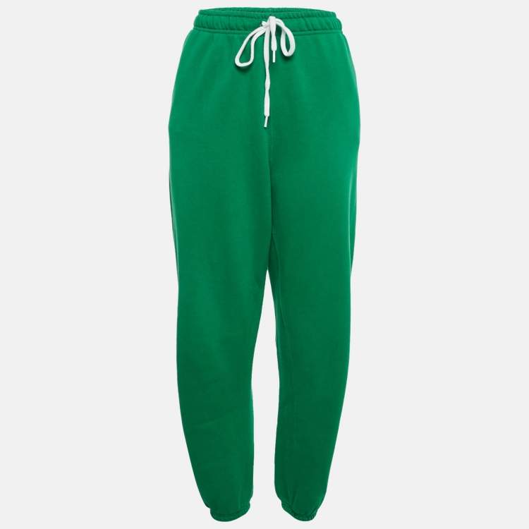 Pre Owned Polo Ralph Lauren Green Cotton Knit Sweatpants M