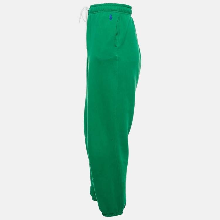 Pre Owned Polo Ralph Lauren Green Cotton Knit Sweatpants M