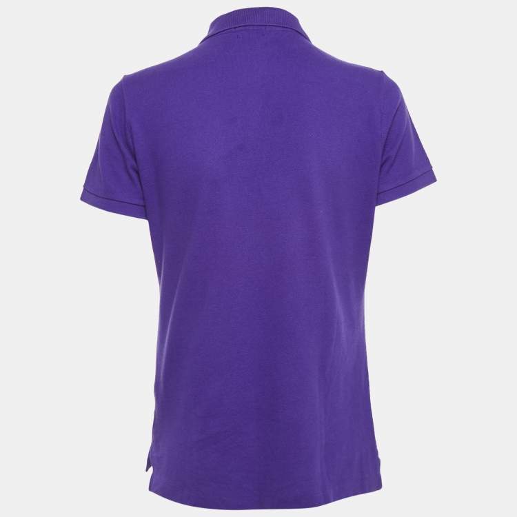 Pre Owned Polo Ralph Lauren Purple Cotton Pique Skinny Polo T-Shirt L