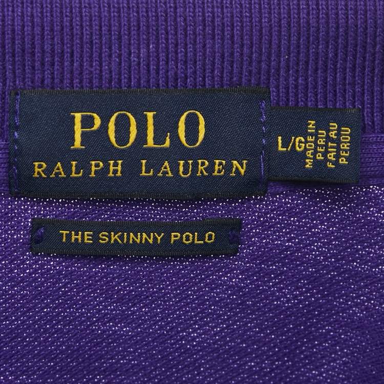 Pre Owned Polo Ralph Lauren Purple Cotton Pique Skinny Polo T-Shirt L